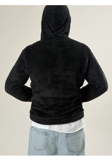 Cocopelli Erkek Kapüşonlu Siyah Peluş Sweat Coc2593 Siyah