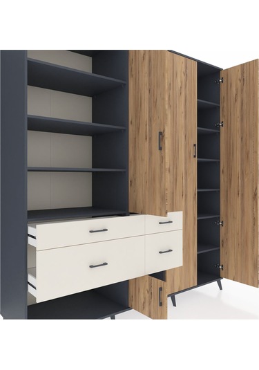 Kronos Dolap 14 Raflı 4 Çekmeceli 4 Kapaklı 220x59x243 Antrasit-çam/aytaşı Atlas Çam/aytası Kronos Dolap 14 Raflı 4 Çekmeceli 4 Kapaklı 220x59x243 Antrasit-çam/aytaşı Atlas Çam/aytası