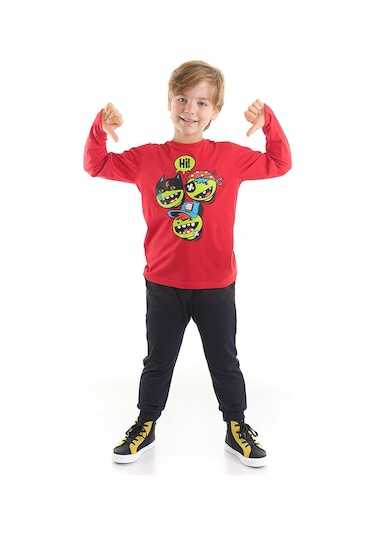 Denokids Hi Gang Erkek Çocuk T-shirt Pantolon Takım Çok Renkli