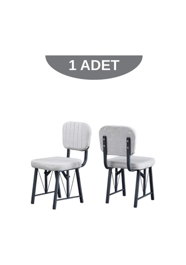 Elfin Mutfak Sandalyesi Yemek Odası Bahçe Balkon Otel Restoran Kafe Sandalyesi - 1 Adet - Gri Gri
