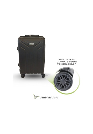 Vegmann Tartılı Scavel Siyah Büyük Boy Valiz Siyah
