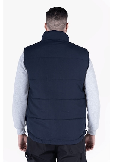Elyaf Dolgulu Dik Yakalı Yelek Lacivert
