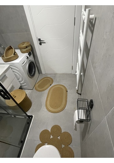 Banyo Takımı Çamaşır Sepeti Banyo Organizer Sepet Paspas Klozet Önü Paspas 7 Li Banyo Seti Kahverengi