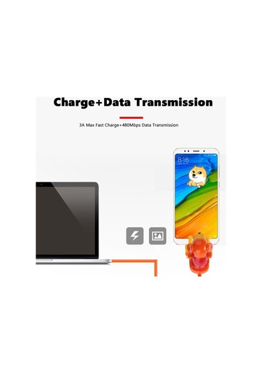 Turuncu Vaorlo Sevimli 'spor' Köpek Şarj Kablosu Mikro Tip-c Ios Desteği Veri İletimi Yüksek Kaliteli Usb Hızlı Şarj Kablosu For Type-c