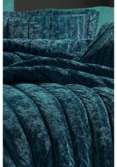 Elart Comfort Yeni Nesil Çift Kişilik Uyku Seti- 3 Parça Velvet Zümrüt Yeşili