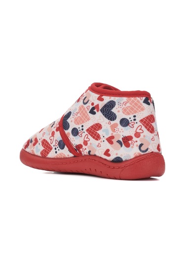 Günlük Unisex Çocuk Panduf Ev Ayakkabısı Esnek Kaymaz Taban Cırtlı Kreş Anaokulu Ayakkabı 263 Kırmızı