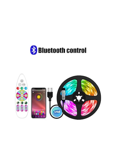App 5050 Rgb Bluetooth Led Çubuk Işık 1m-30m Dc 5v Usb Led Çubuk Tv Arkaplan Işığı Odası Dekorasyon Led Bant Diyot Esnek Yatak Odası Neon Işık Bluetooth Controller 30m Bluetooth Controller 30m