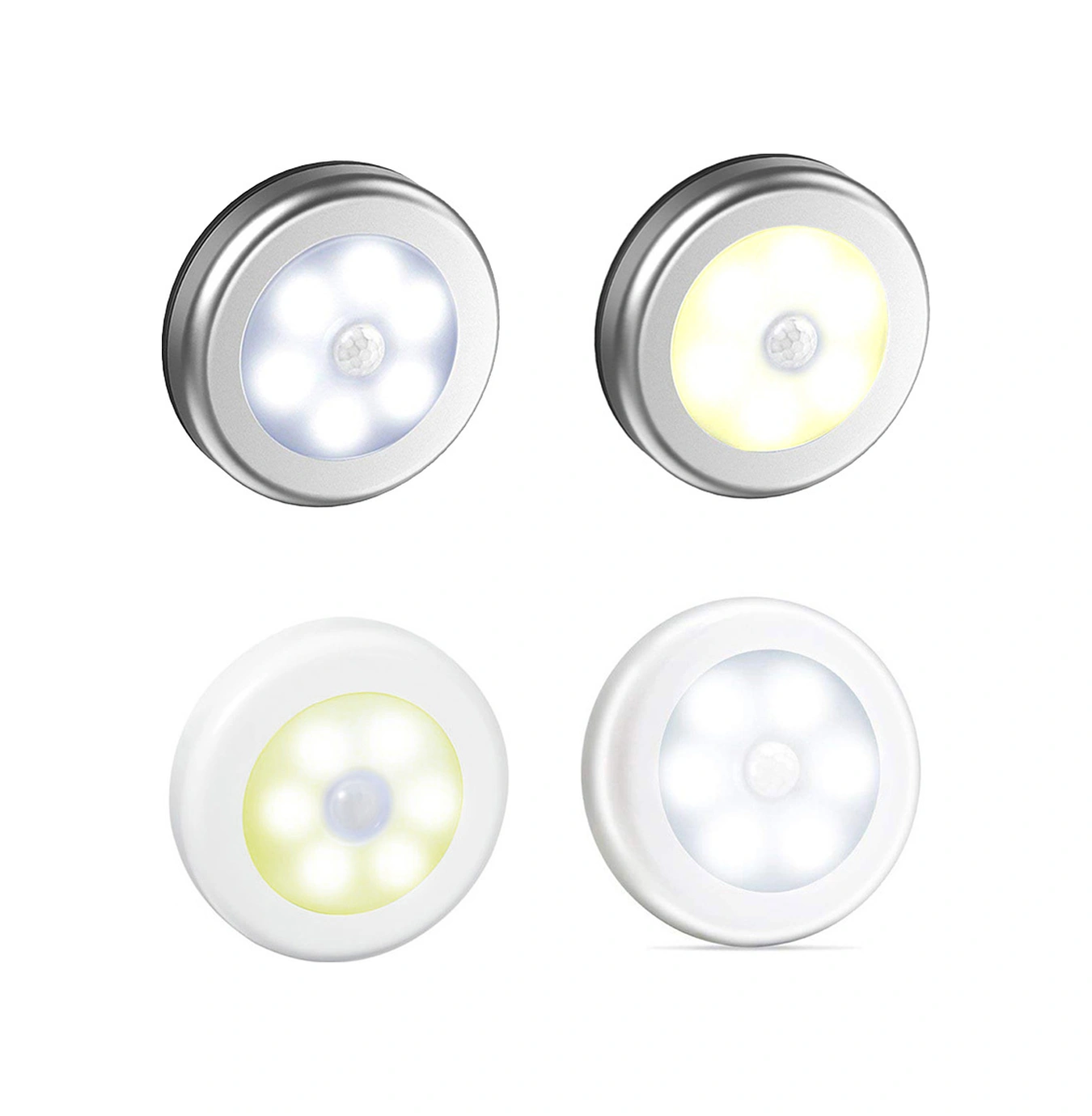 Geeksen Plastik 6 Led Pır Hareket Sensörlü Gece Lambası - Akıllı Otomatik Aç/kapat, Beyaz Işık, Gümüş, Dolap/banyo/koridor İçin Gümüş