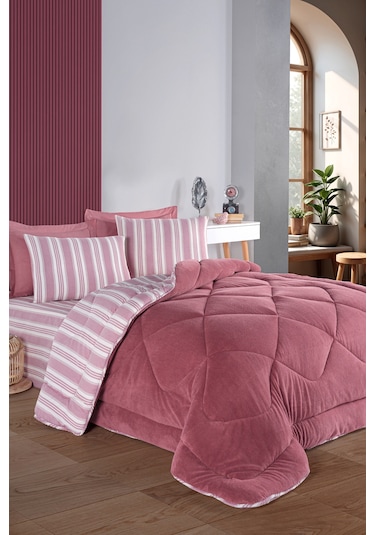 Wellsoft Yorgan Çift Kişilik Soft Line Bordo Bordo