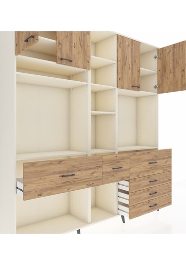 Hyperion Dolap 11 Raflı 6 Çekmeceli 4 Kapaklı 220x44x243 Aytaşı-çam/çam Atlas Çam/atlas Çam