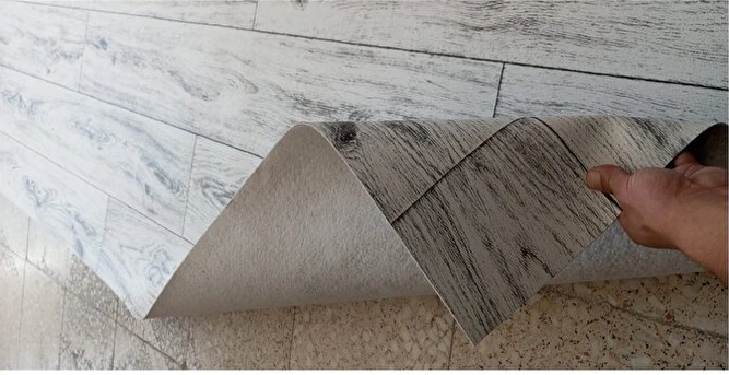 Parke Desen Yer Muşambası Yoğun Trafik Pvc Zemin Muşamba Mineflo Keçeli Zemin Kaplama Muşambası Gri