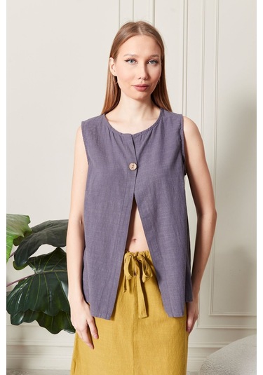 Keten Şık Farklı Tarz Nevin Bluz - Modern Ve Zarif Tasarım Antrasit