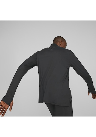 Puma Run Favorite 1/4 Zip Erkek Siyah Dik Yaka Tişört Siyah