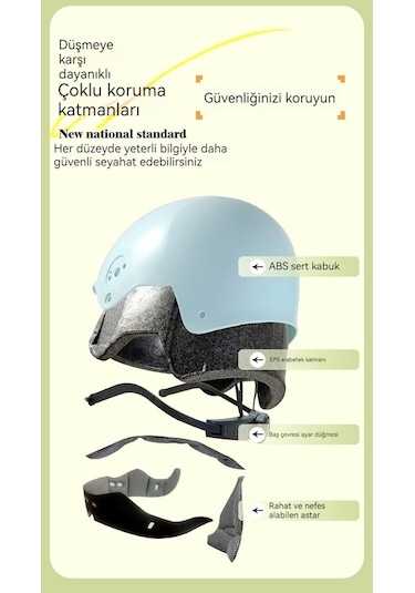 Eternal Luck 3c Sertifikalı Ayarlanabilir Çocuk Kaskı - Bej Açık Yeşil