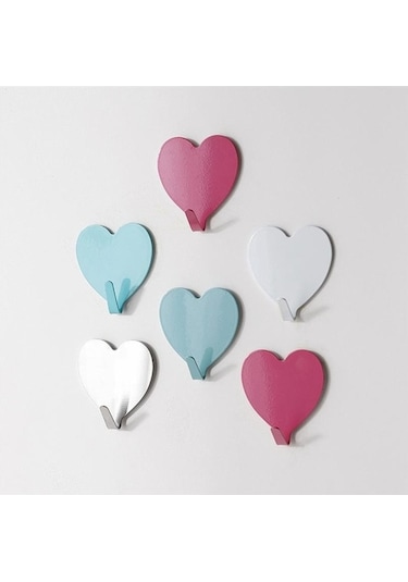 Dancemonkey Cbtx E711 12 Adet Demir Duvara Monte Kalp Şekilli Yapışkan Askılar - Gümüş Renk Gümüş