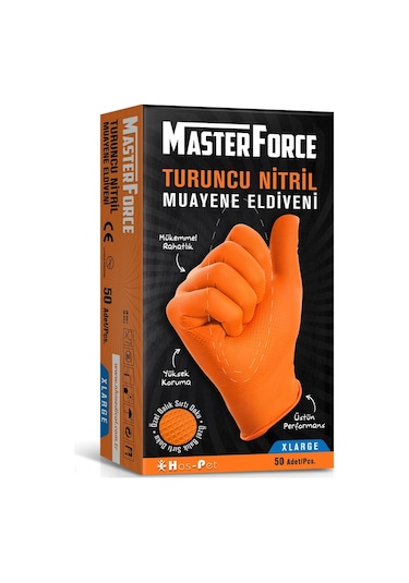 Haspet Masterforce Nitril Turuncu Eldiven 50 Adet