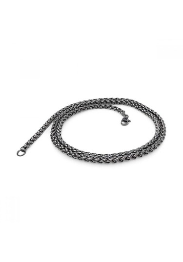 Erkek Çelik Zincir Kolye 4mm 9187 Siyah