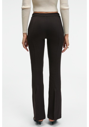 Grımelange Lysavıne Kadın Esnek Kumaşlı Slim Fit Koyu Kahverengi Pantolon Koyu Kahverengi