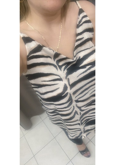 Tuba Toptaş Saten Bluz Zebra Desen Renkli