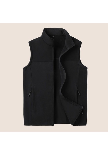 Yelek Erkekler Sonbahar Kış Sıcak Polar Yelek Siyah