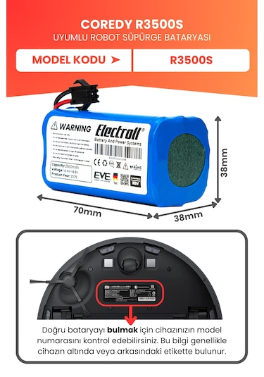 Coredy R3500s Uyumlu Batarya Yüksek Kapasite 2800mah