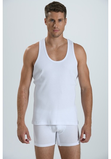 Erkek 147  Pamuk Likralı Atlet BEYAZ