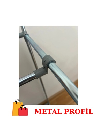Beyazpazar Bez Dolap Metal Profil Yeni Gardırop Fermuarlı Gri