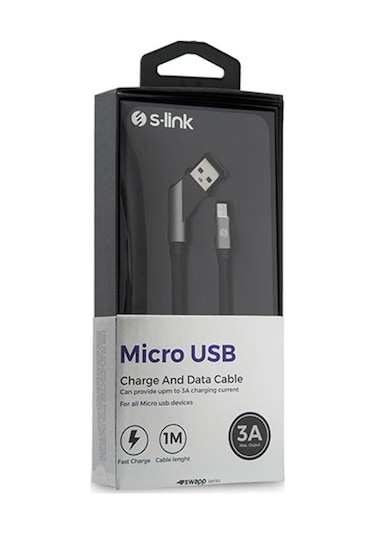 S-Link Sw-C570 1M 3A Micro Usb Çapraz Uçlu Şarj Kablosu (451889371)
