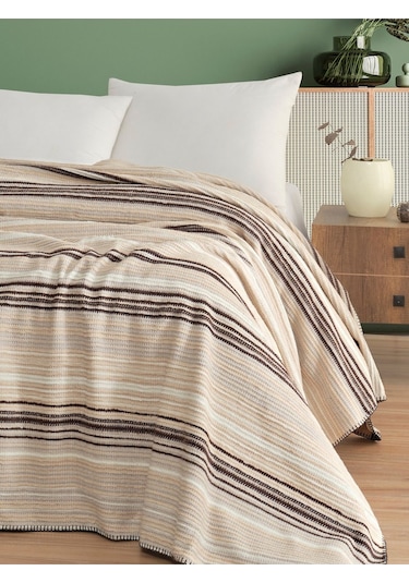 Vicuna Home 4 Mevsim Pamuklu Battaniye - Çift Kişilik Kahverengi