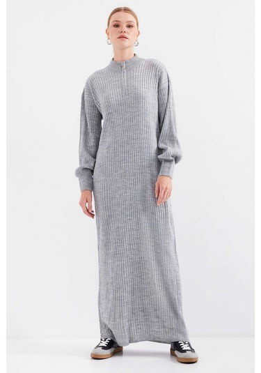 Gabria Fitilli Triko Elbise Gri