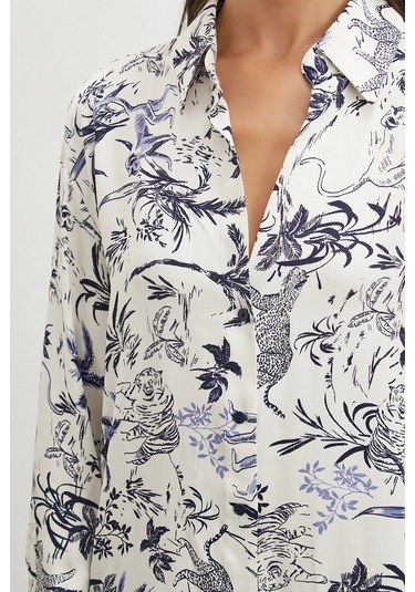 Uterpe Jungle Print Gömlek Mavi