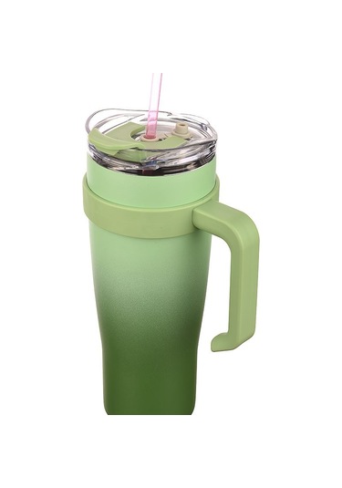 Essence Pipetli Paslanmaz Çelik Termos Bardak - 1000 Ml Haki - Yeşil