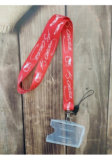 Kemal Atatürk İmza Kırmızı Kart Askısı Yaka Kartı Boyun Askı İpi Telefon Askısı Yatay Dikey Kart Koruyucu