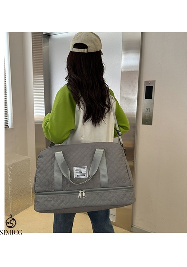 Çok İşlevli, Islak Ve Kuru Ayırma Özelliğine Sahip Su Geçirmez Seyahat Çantası Gri