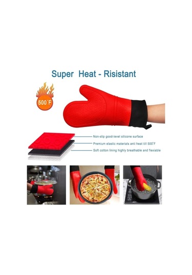 Profesyonel Fırın Eldiveni, Silikon Fırın Eldiveni, 1 Çift Isıya Dayanıklı Yfl Diğer