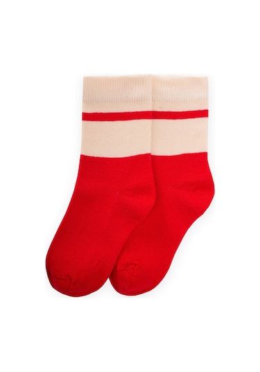 Cigit İki Renkli Çorap 3-8 Yaş Kırmızı Kırmızı