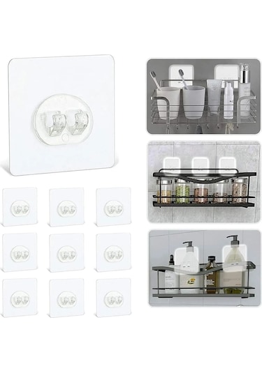 Güçlü Kendinden Yapışkanlı Kancalar Köşe Rafı Banyo Rafı Duş Rafı Kancası, Su Geçirmez Askı 6 Adet Çok Renkli