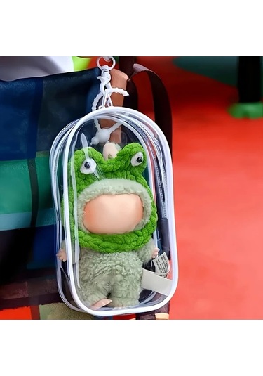 Elmpaly Siyah Renk, Fermuarlı Labubu Saklama Çantası, Toz Geçirmez Şeffaf Kutu siyah