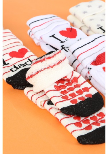 Pamuklu 6'lı Yenidoğan Bebek Kışlık Havlu Kaydırmaz Çorap Çok Renkli