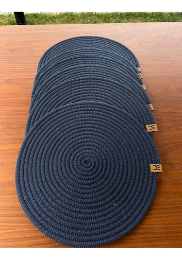 6 Lı Yuvarlak Supla Takımı Kolay Temizlenebilir, Modern Sofralar İçin Koyu Lacivert