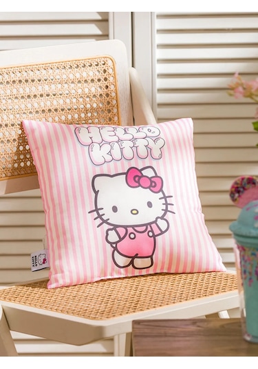 Pembe Hello Kitty Figürlü Kırlent 30x30 Cm