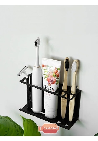 Tasagram Diş Fırçası ve Diş Macunu Askılığı Siyah