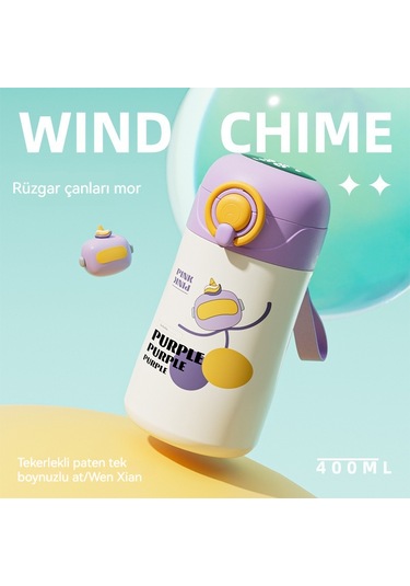 Jian Fan Paslanmaz Çelik Akılı Termos Bardak Sıcaklık Saman Su Bardağımor Mor