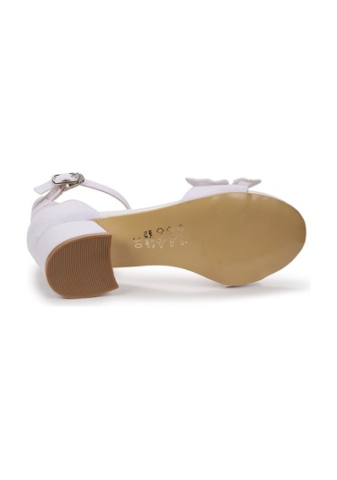 Kiko Kids Zete Kum Simli Kız Çocuk 4 Cm Topuklu Sandalet Abiye Ayakkabı Beyaz Beyaz