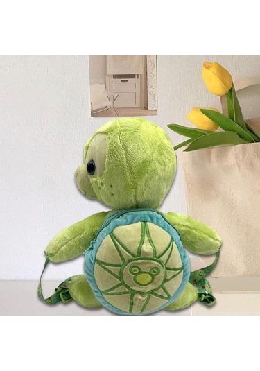 Suntek Doldurulmuş Hayvan Sırt Çantası Omuz Seyahat Okul Sevimli Yeşil