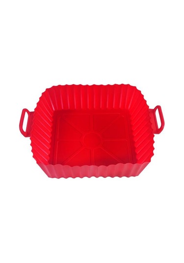 Kırmızı Hava Fritöz Kalınlaşmış Gıda Sınıfı Silikon Mat Silikon Katlanır Pişirme Mat Ev Hava Fritöz Fırın Tepsisi Square 21 16 5cm 55g, Kırmızı