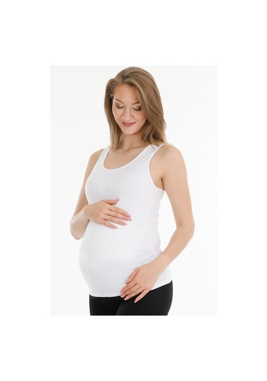 Hamile Modal Atlet Kalın Askılı Beyaz