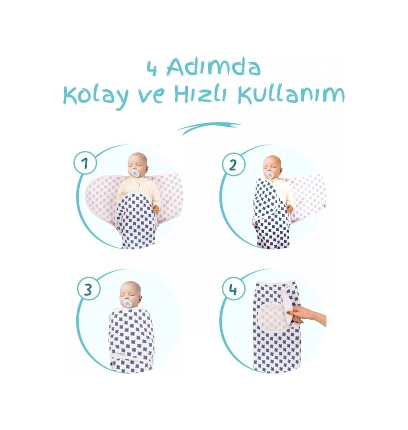 İnterlok Bebe Kundağı 118 Mavi Çiçek