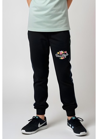 Beautiful Baskılı Kız Çocuk Tişört Ve Eşofman Alt-üst Takım Mint Yeşili