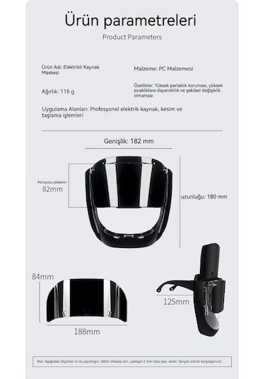 Kaynak Maskesi Hafif Ve Kullanışlı Kulak Asılı Kaynak Koruyucu Maske